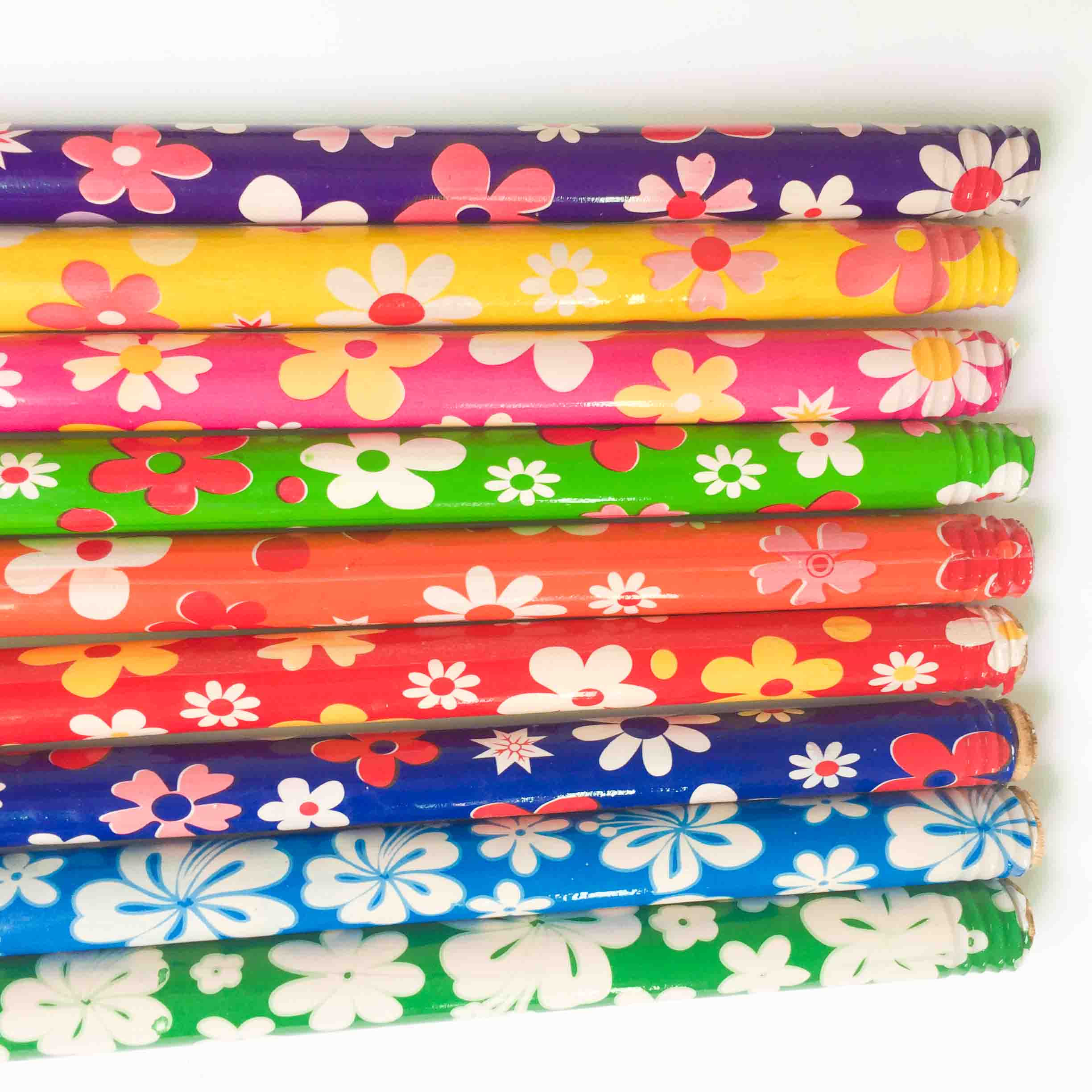 Flower PVC Coated Wooden Broom Stick Handle